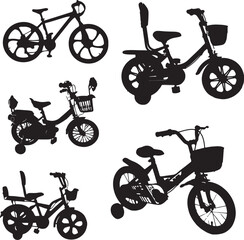 Baby cycle silhouette vector art.