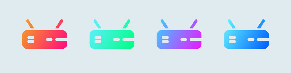 Router solid icon in gradient colors. Network connection signs vector illustration.