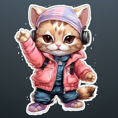 Cute cat, kitty, fashionable
