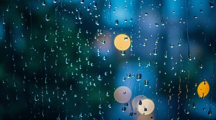 Fototapeta premium Raindrops on the window closeup blurred background : Generative AI