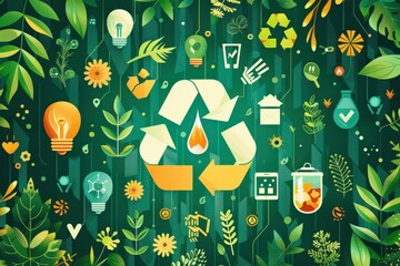 Clipart illustration of applying circular economy principles in renewable energy, emphasizing resource efficiency and waste reduction Circular economy, Renewable energy, Sustainable development