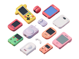 collection of 3d render of gadget featured laptop and handphone