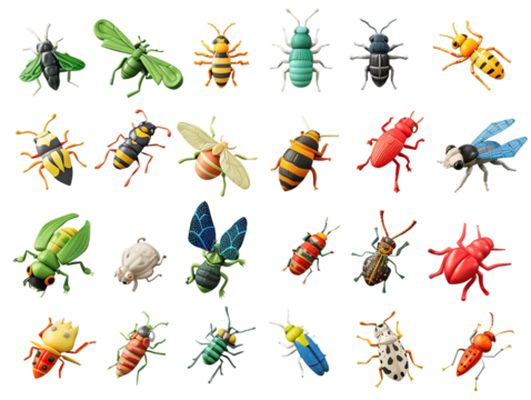 collection of 3d render of insect