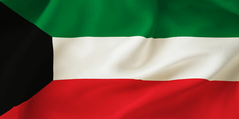 Kuwait waving flag background.3D illustration of Kuwait flag