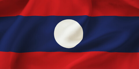 Laos waving flag background.3D illustration of Laos flag
