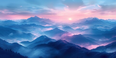 Fototapeta premium Serene Mountain Landscape at Sunset
