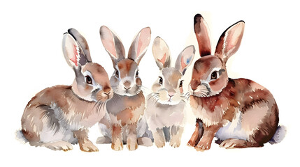 Obraz premium Collection of cute rabbits watercolor isolated on a white background