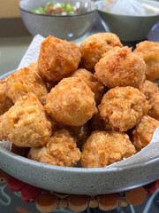 crispy chicken and shrimp meatball, bakso udang