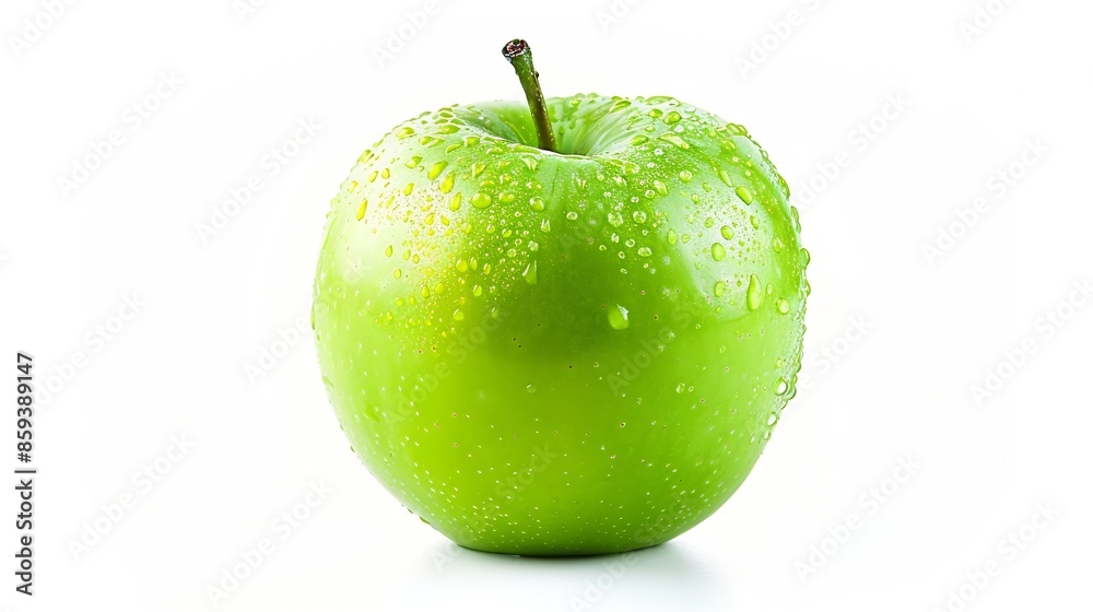 Poster green juicy apple isolated on white background clipping path full depth of field : generative ai