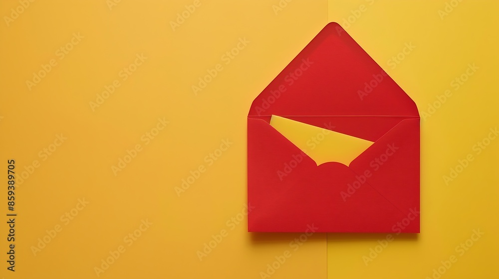 Aufkleber creative pattern made of red paper envelope on yellow background minimal style greeting letter and m