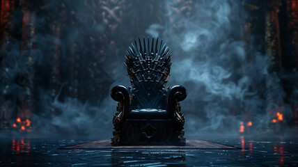 Dazzling crown on a throne, Glowing crown, King, Ruler, Copy space,Space for text,Generative AI,王座の上に眩い王冠、光り輝く王冠、キング、支配者、コピースペース,テキスト用スペース,Generative AI