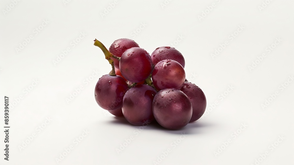 Poster Dark red grape isolated on white background : Generative AI