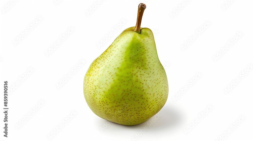 Poster Green pear fruit isolated on white background with clipping path and full depth of field : Generative AI
