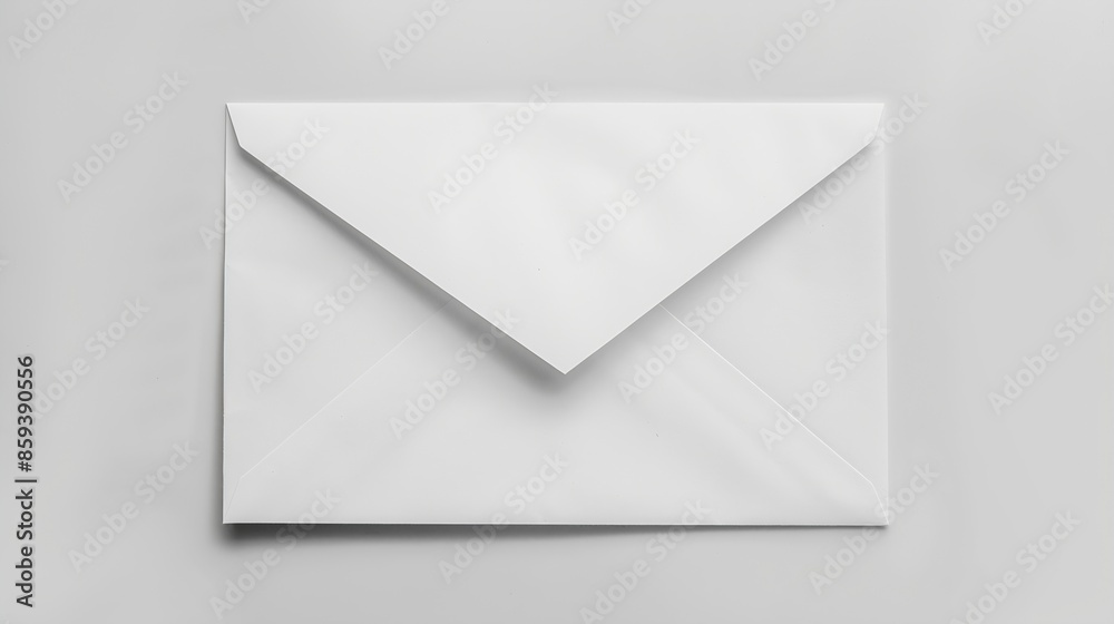 Poster White envelope with folded blank sheet of paper for correspondence isolated on white background : Generative AI