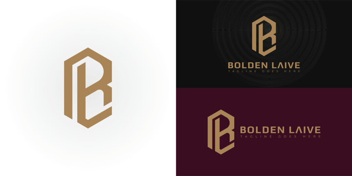 Abstract initial hexagon letters BL or LB logo in gold color isolated on multiple background colors. The logo is suitable for luxury fashion brand logo vector design illustration inspiration templates