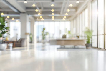 White table in office with blurred background. Generative AI