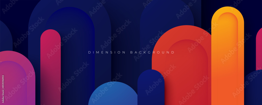Wall mural 3d abstract background rounded colorful shape decoration design vector
