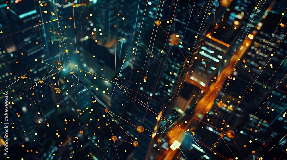 Poster city and network image background : generative ai