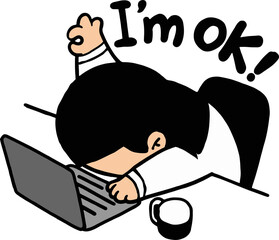 A female office worker with her head on her desk is stressed and tired.