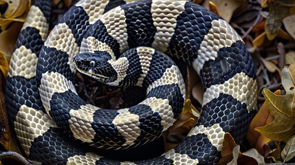 Fototapeta premium Snow eastern kingsnake, Lampropeltis getula californiae.