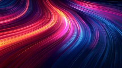 Fototapeta premium Gradient blue purple neon abstract striped technology background.