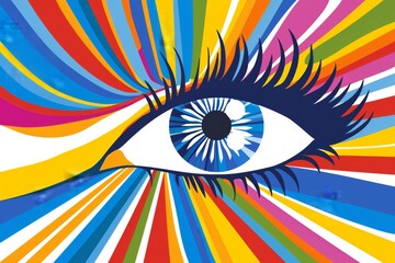 Vibrant abstract eye with colorful radial background