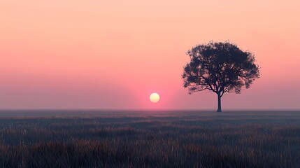 Fototapeta premium sunrise in the field with tree