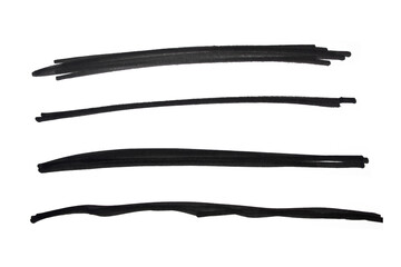 Set of black hand drawn strokes transparent background