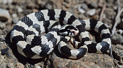 Obraz premium Snow eastern kingsnake, Lampropeltis getula californiae.