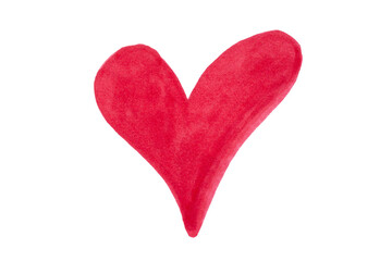Red heart drawn with marker on transparent background