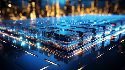 Obraz premium Powerful Servers Processing Data for AI