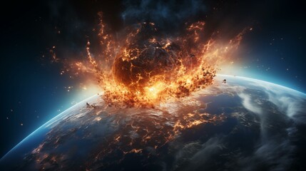 Planet Earth burning under the extreme heat of the sun