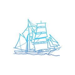 ancient sailing ship simple vector logo design