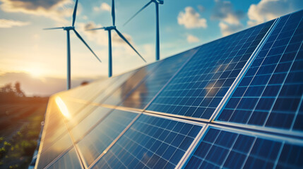 Solar panels and turbines