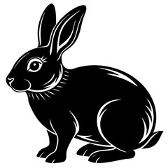 Rabbit shadow on white background, rabbit silhouettes