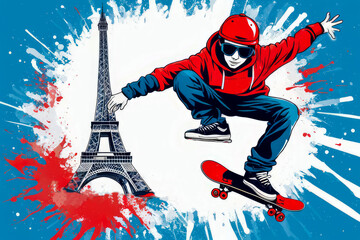 paris sport olympic 2024 ceremony, water color commencement 