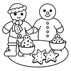 Delicious food line art for coloring book