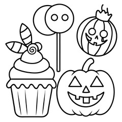 Delicious food line art for coloring book