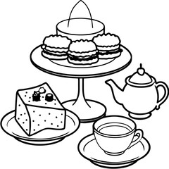 Delicious food line art for coloring book