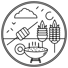 Delicious food line art for coloring book