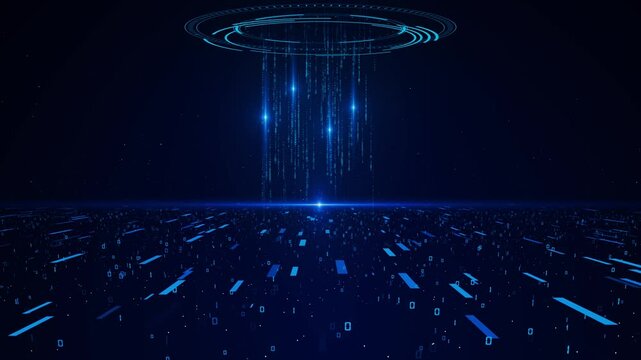 Digital Sci-Fi Deep cyber stage waves technology cyber lines background tech HUD hologram grid video podium. Product corporate promotion. science, stage frame, platform news studio background