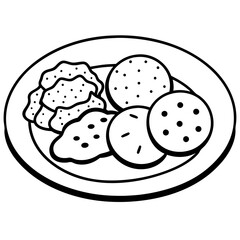 Delicious food line art for coloring book