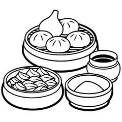 Delicious food line art for coloring book