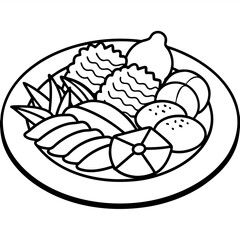 Delicious food line art for coloring book