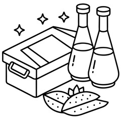 Delicious food line art for coloring book