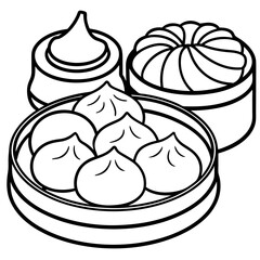 Delicious food line art for coloring book