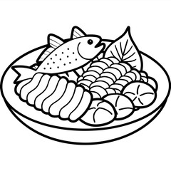Delicious food line art for coloring book