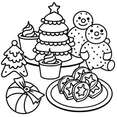 Delicious food line art for coloring book