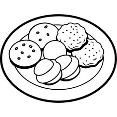 Delicious food line art for coloring book