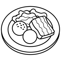 Delicious food line art for coloring book